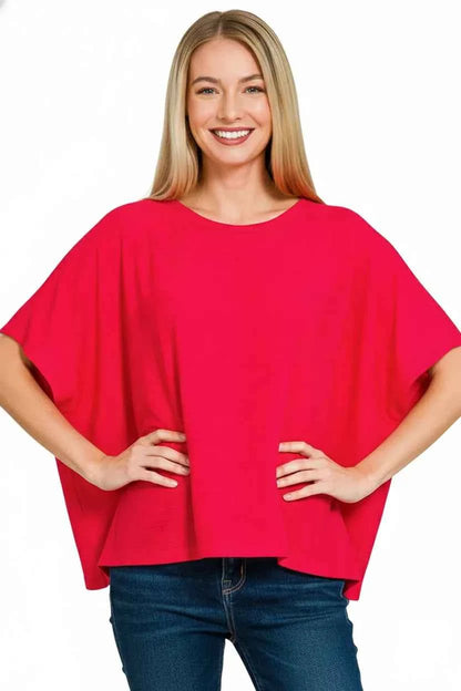 Sarah Express Women's Round Neck Short Sleeve T-Shirt - Relaxed Fit Cotton Blend Tee