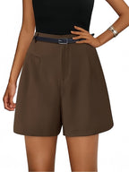 Sarah Express High Waist Wide Leg Casual Shorts Elastic Waistband Bermuda Length