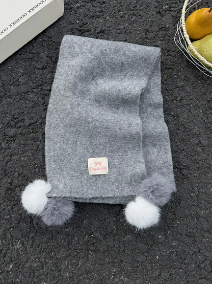 Sarah Express Women's Pom-Pom Scarf - Cozy Winter Knit Scarf with Pom Poms Gray ONESIZE