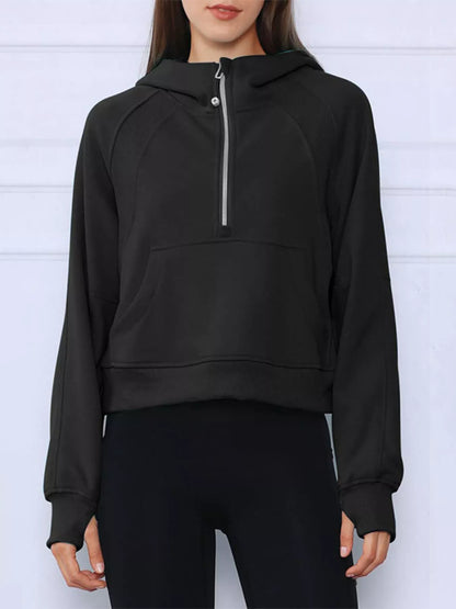 Sarah Express Women's Half-Zip Kangaroo Pocket Hoodie