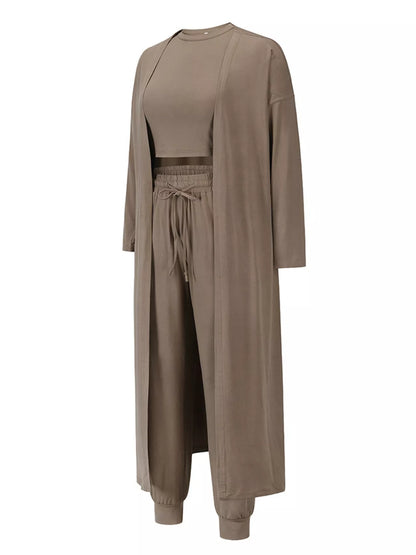 Sarah Express Women's 3 Piece Lounge Set - Tank Top Cardigan Pants Outfit with Pockets