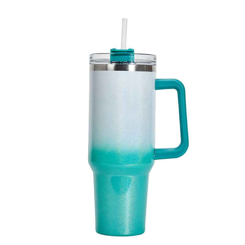 Sarah Express Stainless Steel Vacuum Insulated Water Bottle - Large Capacity Double Layer Thermal Cup 27.5cm White Green