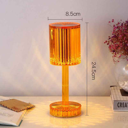 Sarah Express Crystal Diamond Table Lamp - Touch Dimmable LED Night Light for Bedroom Amber USB