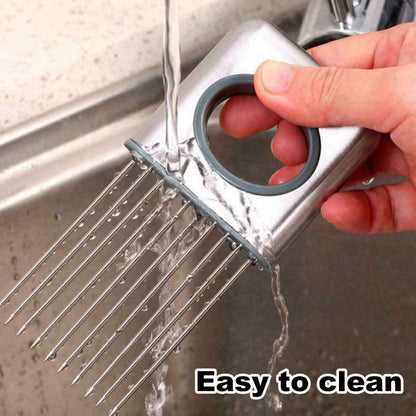 Sarah Express Stainless Steel Onion Holder Slicer - Vegetable Tomato Cutter Kitchen Gadget Tool