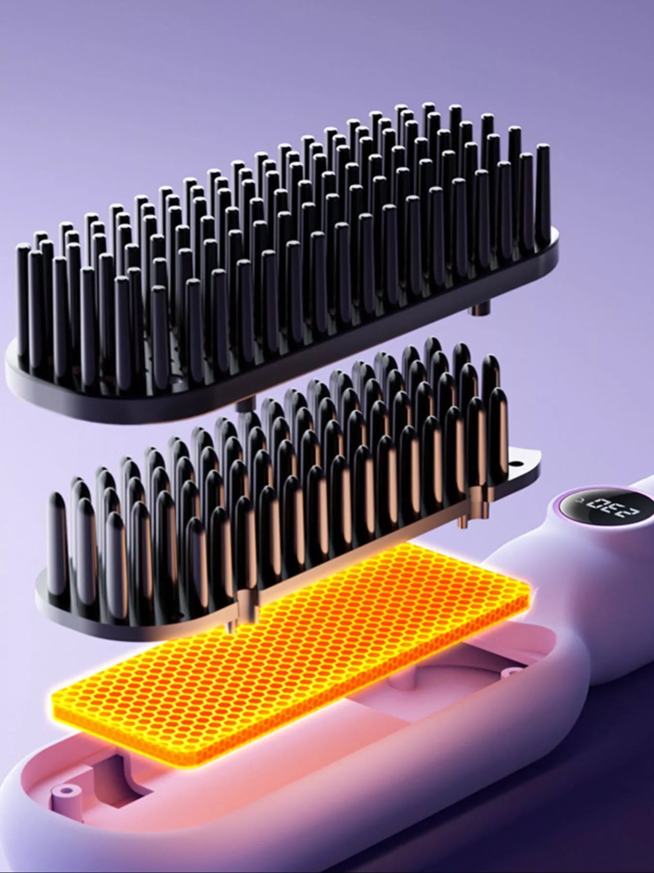 Sarah Express 2-in-1 Heating Straightening Comb with Negative Ions - Electric Hair Straightener Brush