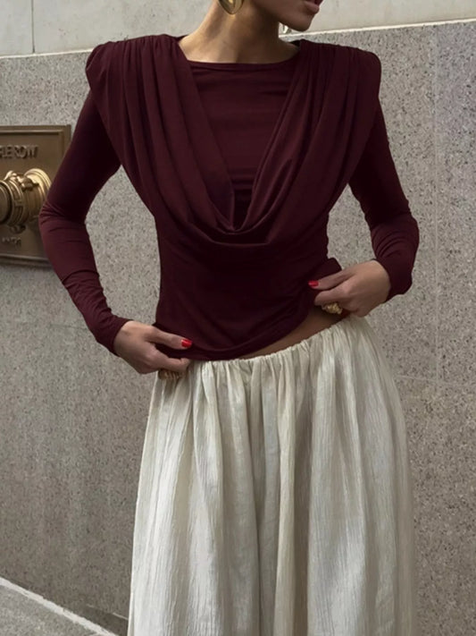 Sarah Express Women's Ruched Long Sleeve T-Shirt