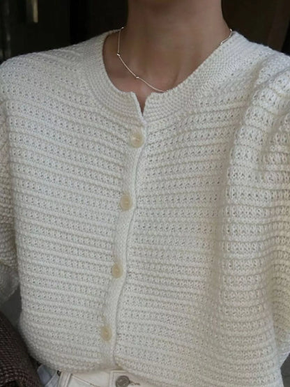 Sarah Express Women's Textured Knit Button-Down Cardigan