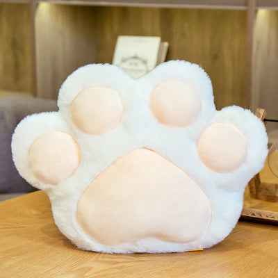Sarah Express Plush Paw Cushion Floor Seat - Soft Filled Comfort Chair Pillow White hand warmer 35x26cm