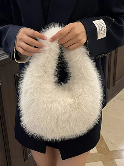 Sarah Express Women's Fluffy Solid Color Mini Handbag