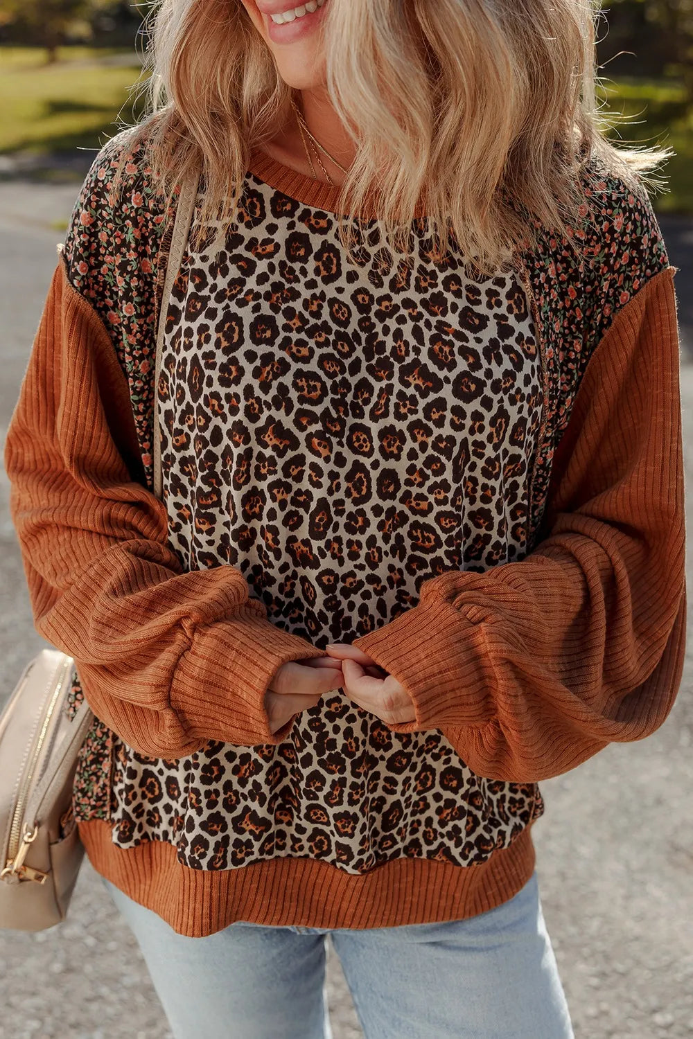 Sarah Express Women's Leopard Print Long Sleeve Sweatshirt