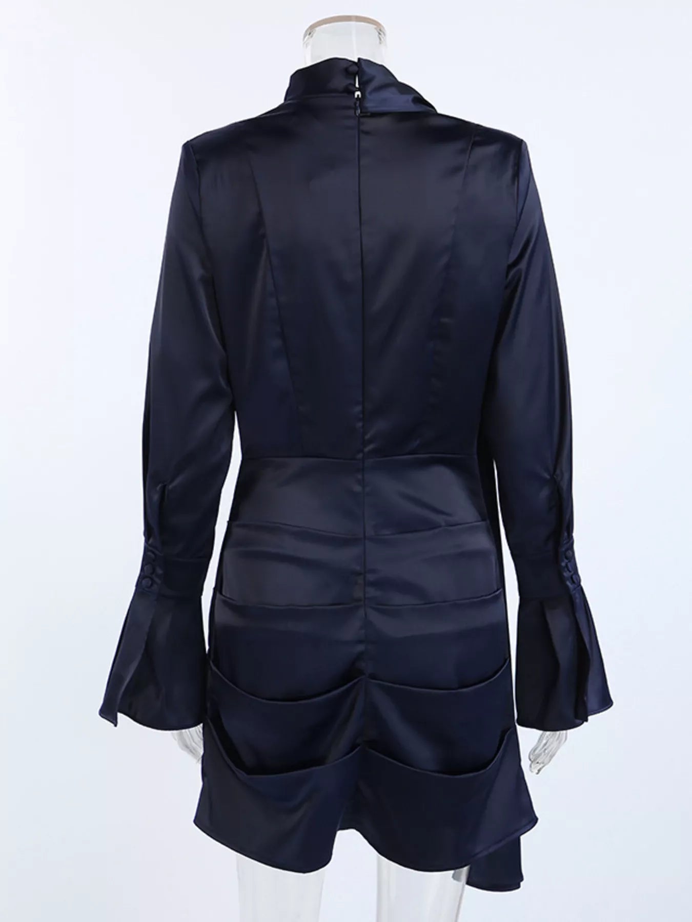 Sarah Express Women's Mock Neck Flounce Sleeve Dress