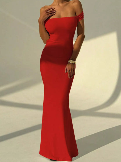 Sarah Express Women's Backless Off-Shoulder Bodycon Mermaid Maxi Dress