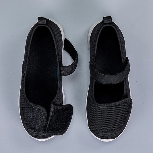 Sarah Express Women's Wide Toe Mesh Granny Shoes – Breathable Summer Flats with Low Heel