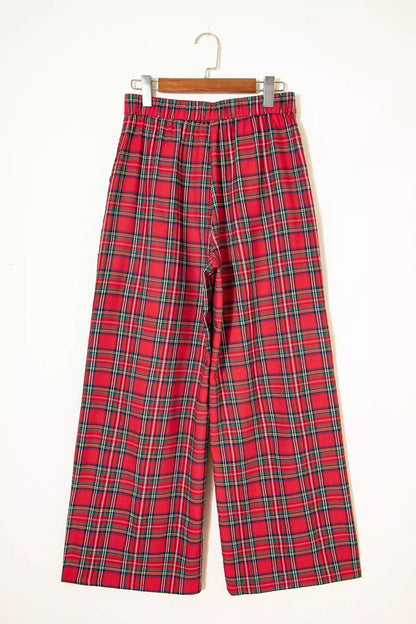Sarah Express Women's Plaid Wide-Leg Pants