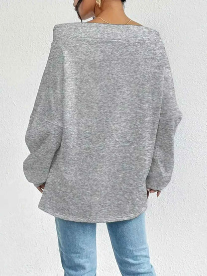 Sarah Express Women's Off-Shoulder Drawstring Sweatshirt - Casual Pullover Top