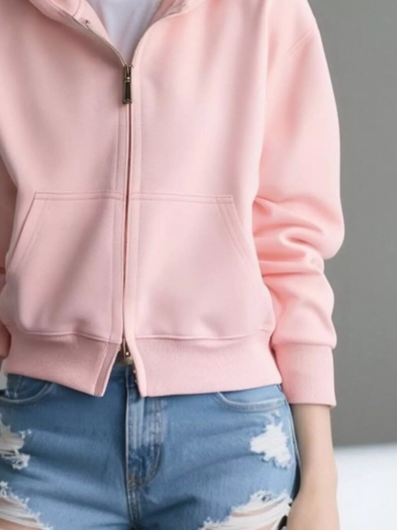 Sarah Express Women's Casual Zip-Up Long Sleeve Hoodie Plus Size