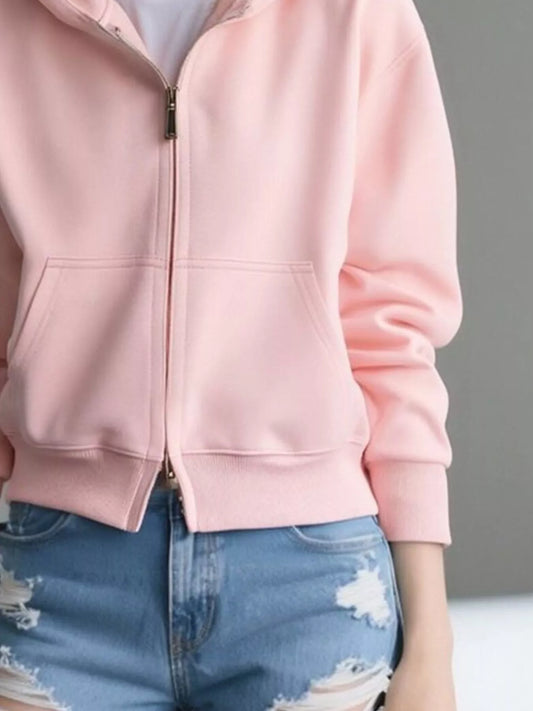 Sarah Express Women's Casual Zip-Up Long Sleeve Hoodie Plus Size