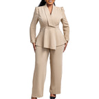 Women's Elegant Two-Piece Suit Set - Professional Blazer and Pants