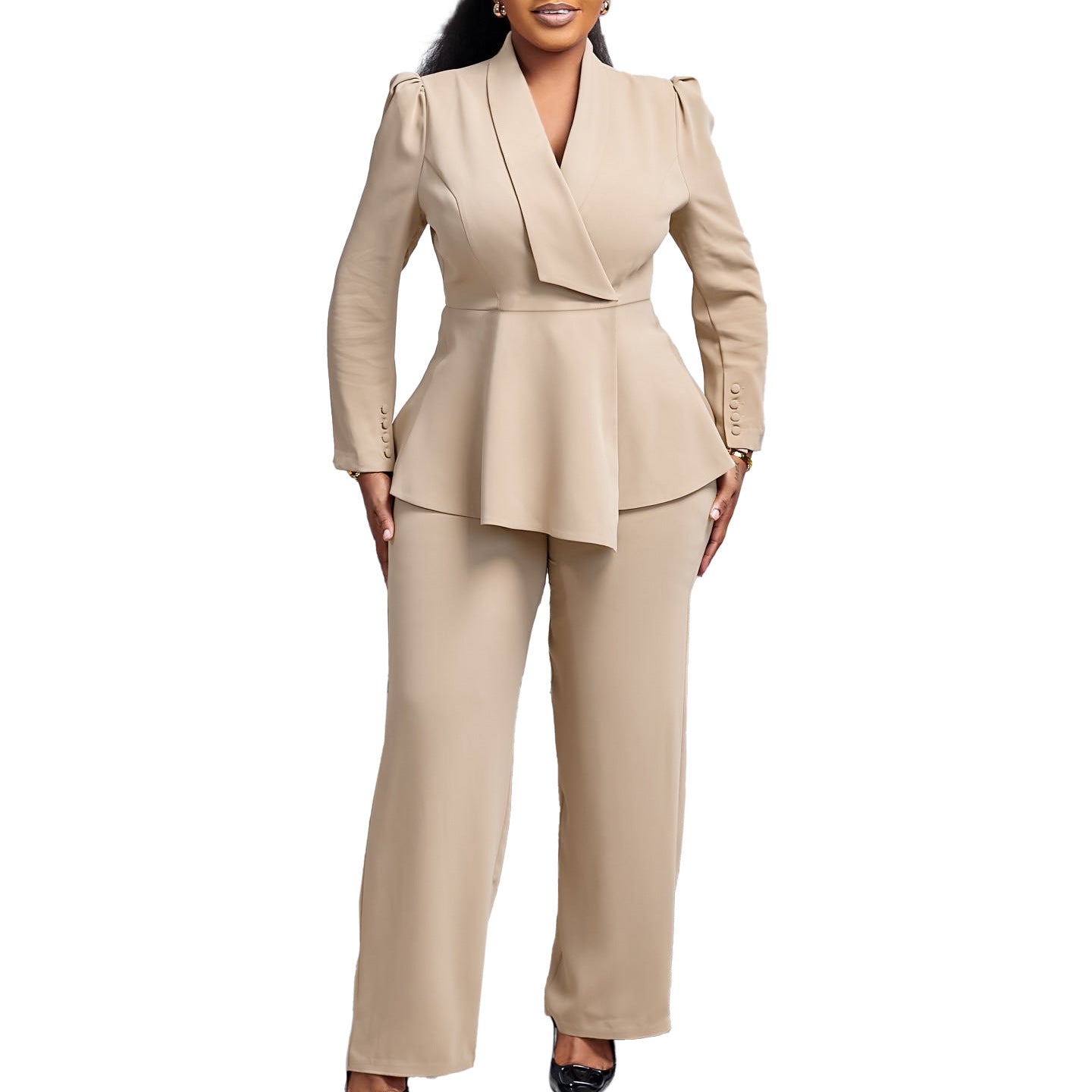 Women's Elegant Two-Piece Suit Set - Professional Blazer and Pants