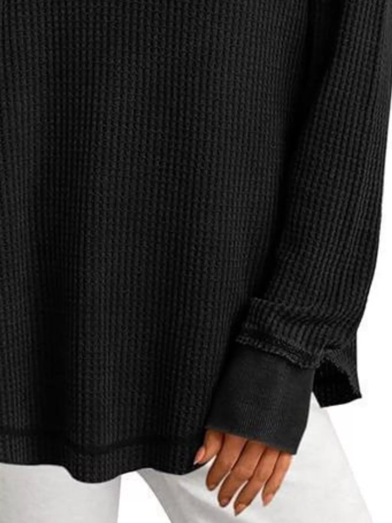 Sarah Express Women's Waffle Knit Long Sleeve Sweatshirt