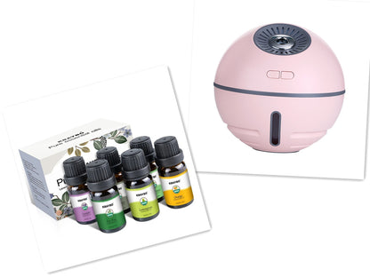 Sarah Express Rechargeable Mini Ultrasonic Aroma Humidifier Diffuser with LED Light - 300ML P Oil 6pcs 116X116X112MM