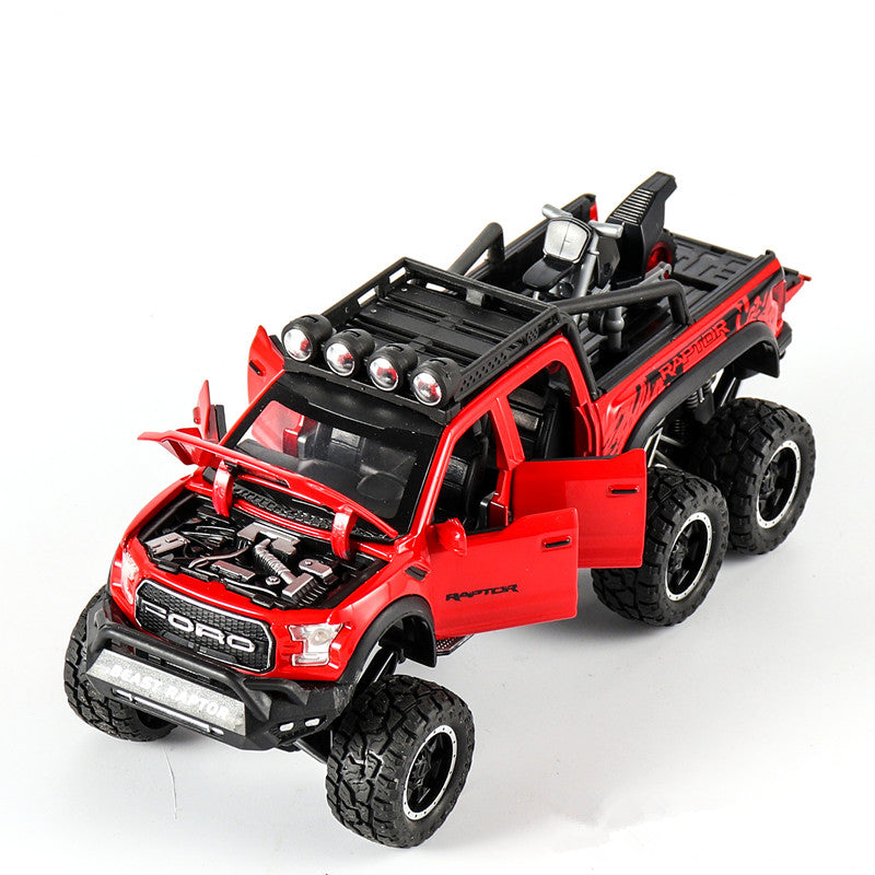 Sarah Express Ford Off-Road Alloy Model Car with Sound & Light - 1:28 Scale Die-Cast Toy Red