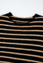 Sarah Express Women's Stripe Drop Shoulder Round Neck Sweater