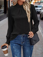 Trendsi Eyelet Long Sleeve Blouse