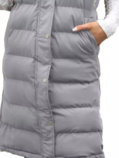 Sarah Express Women's Snap Down Hooded Padded Longline Vest Coat
