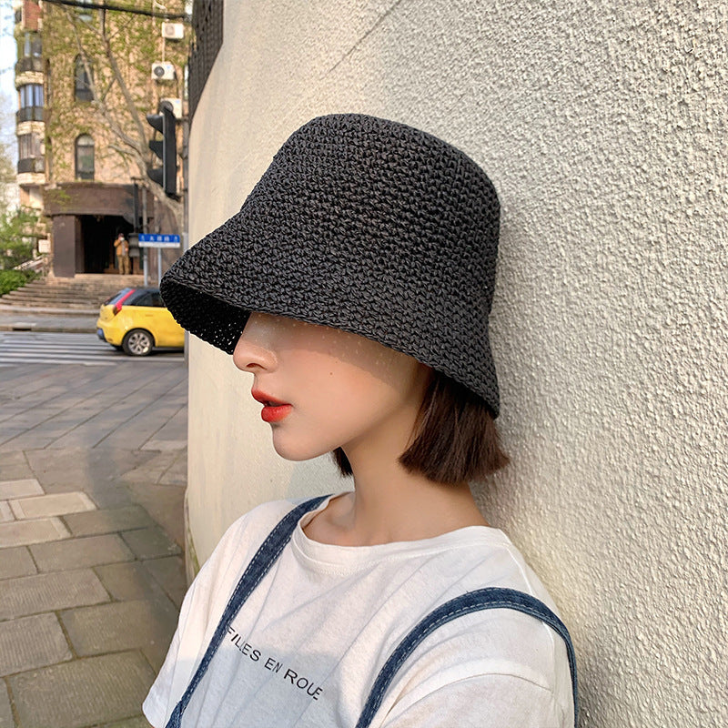 Sarah Express Women's Straw Beach Hat Sun Protection Bucket Hat Breathable Dome Crown Summer Accessory