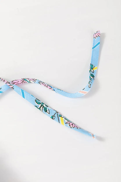 Sarah Express Women's Smocked Floral Print Tie Neck Blouse