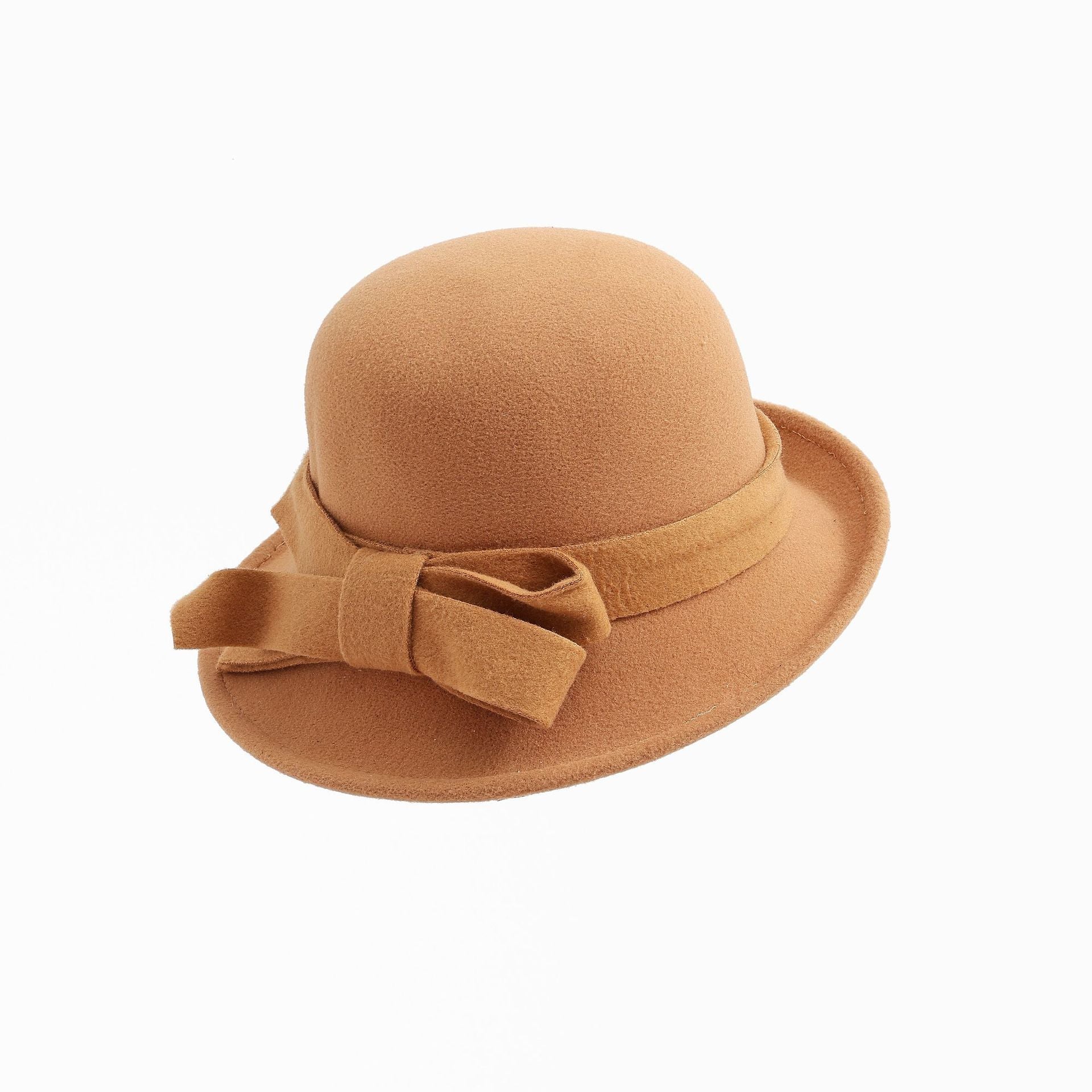 Sarah Express Women's French Style Retro Bowler Hat Dome Crown with Bow Accent Polyester