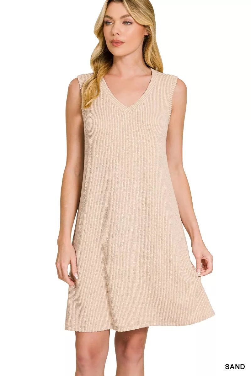 Sarah Express Women's Raised Rib Sleeveless Mini Dress