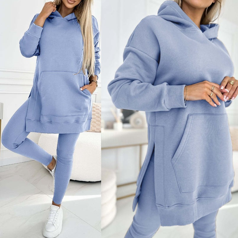 Sarah Express Women's Hooded Sweatshirt and Thickened Leggings Two-Piece Athleisure Set