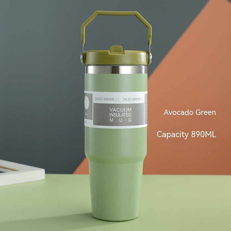 Sarah Express Insulated Stainless Steel Travel Tumbler with Handle - 20oz/30oz Vacuum Coffee Cup Water Bottle Green 30oz890ml