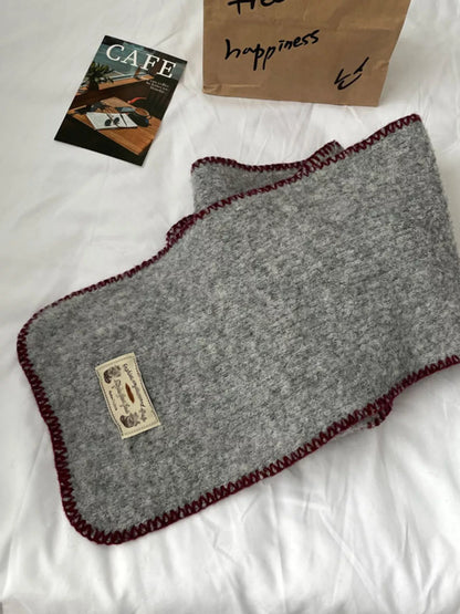 Sarah Express Women's Contrast Trim Plush Winter Scarf - Soft Warm Long Scarf Light Gray ONESIZE