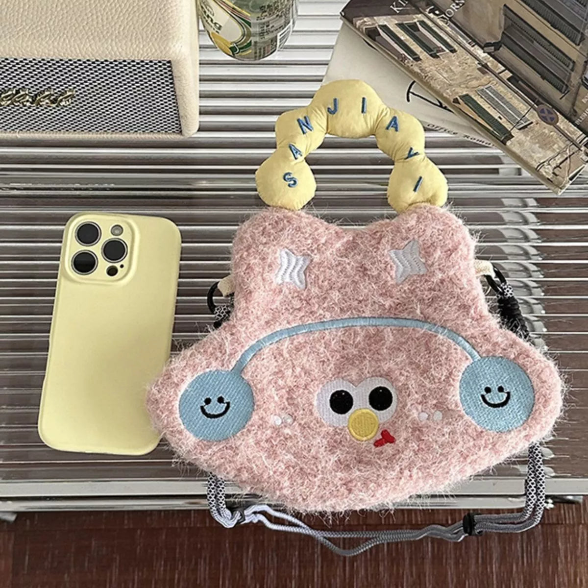 Sarah Express Women's Cartoon Plush Crossbody Bag Dusty Pink ONESIZE