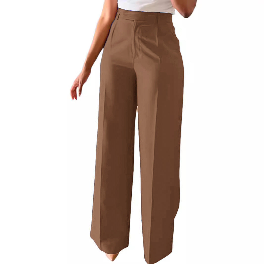 Women's High Waist Wide-Leg Straight Pants
