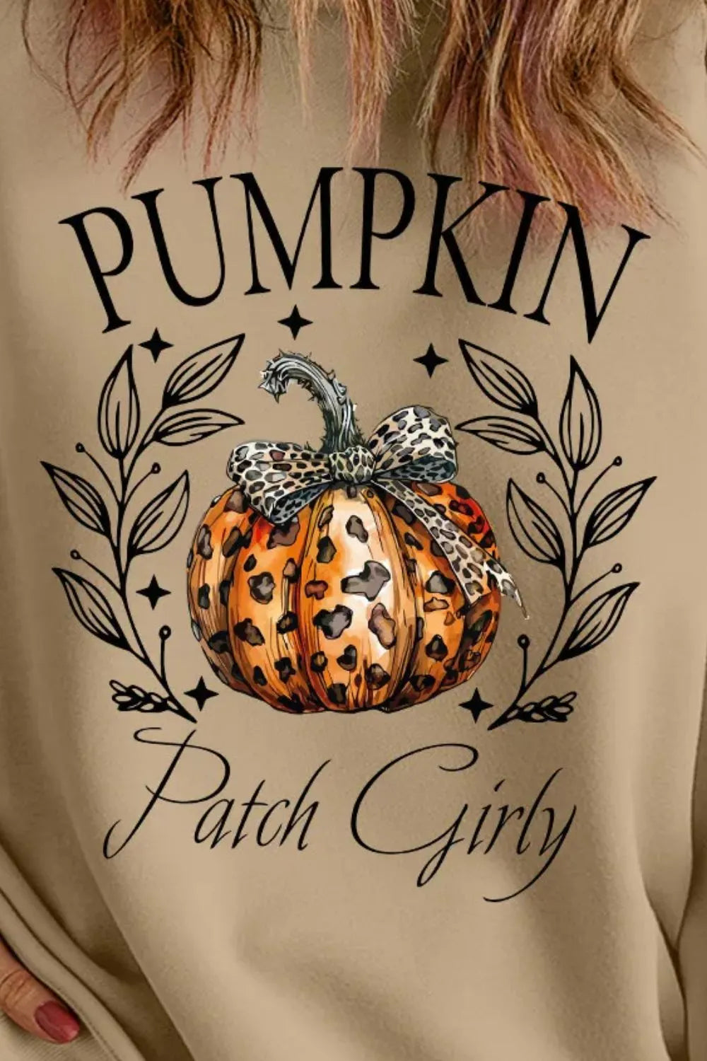 Sarah Express Women's Plus Size Pumpkin Graphic Long Sleeve Sweatshirt