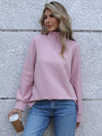 Sarah Express Women's Ribbed Quarter Zip Long Sleeve Sweatshirt