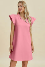 Sarah Express Women’s Plus Size Ruffled V-Neck Cap Sleeve Dress

