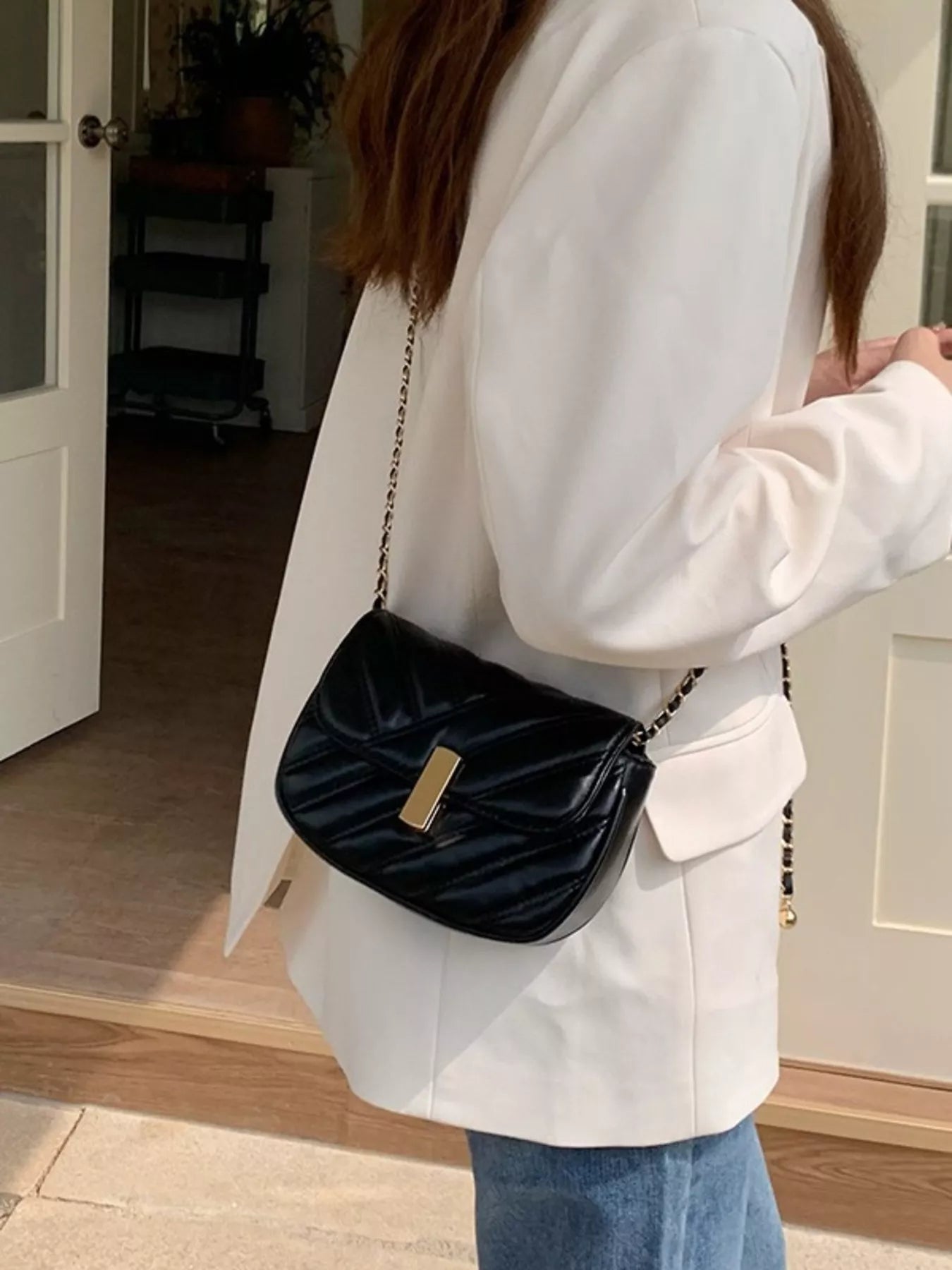 Sarah Express Women's Quilted Flap Chain Crossbody Bag