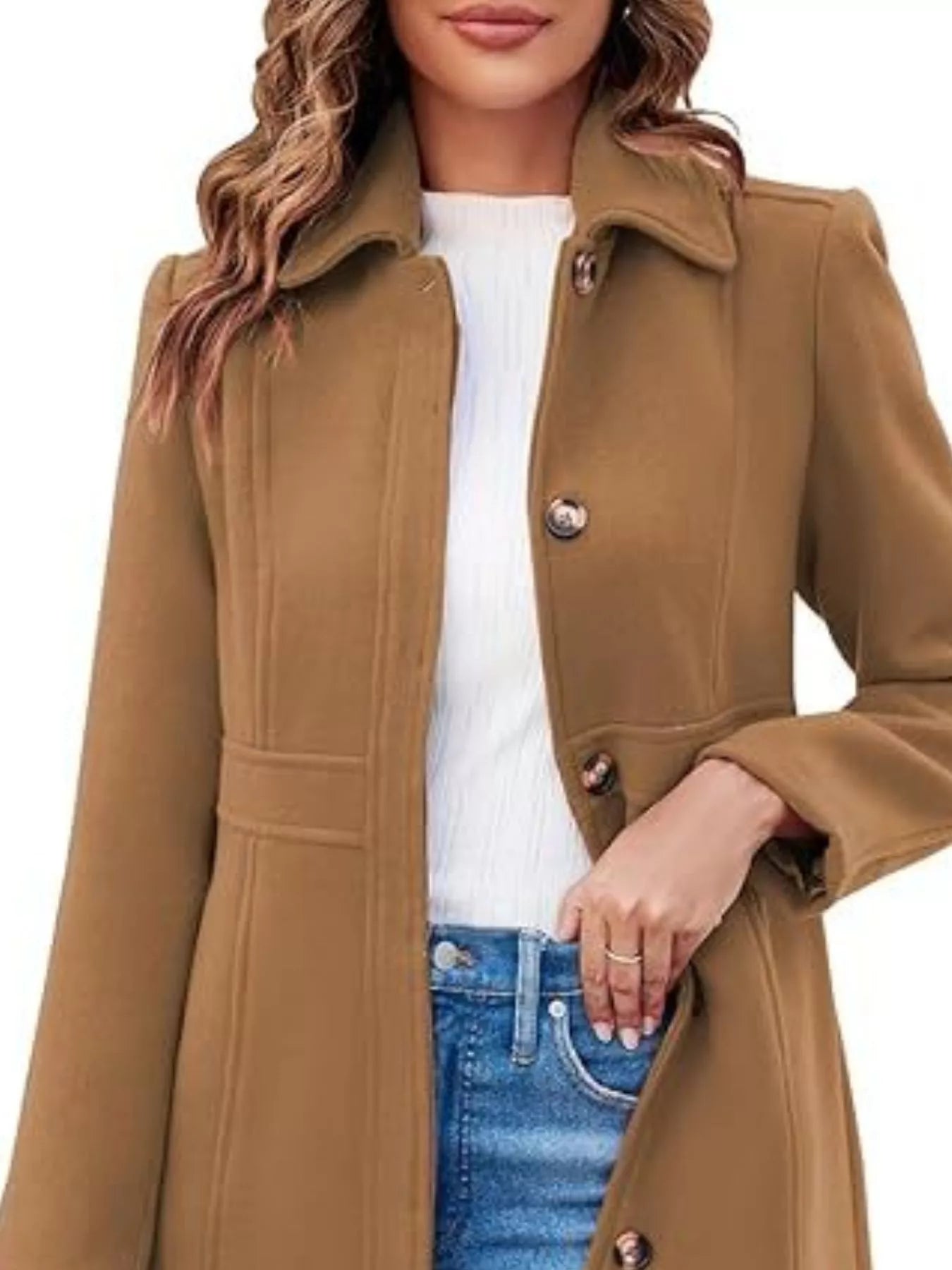 Sarah Express Women's Button-Down Wool Blend Coat