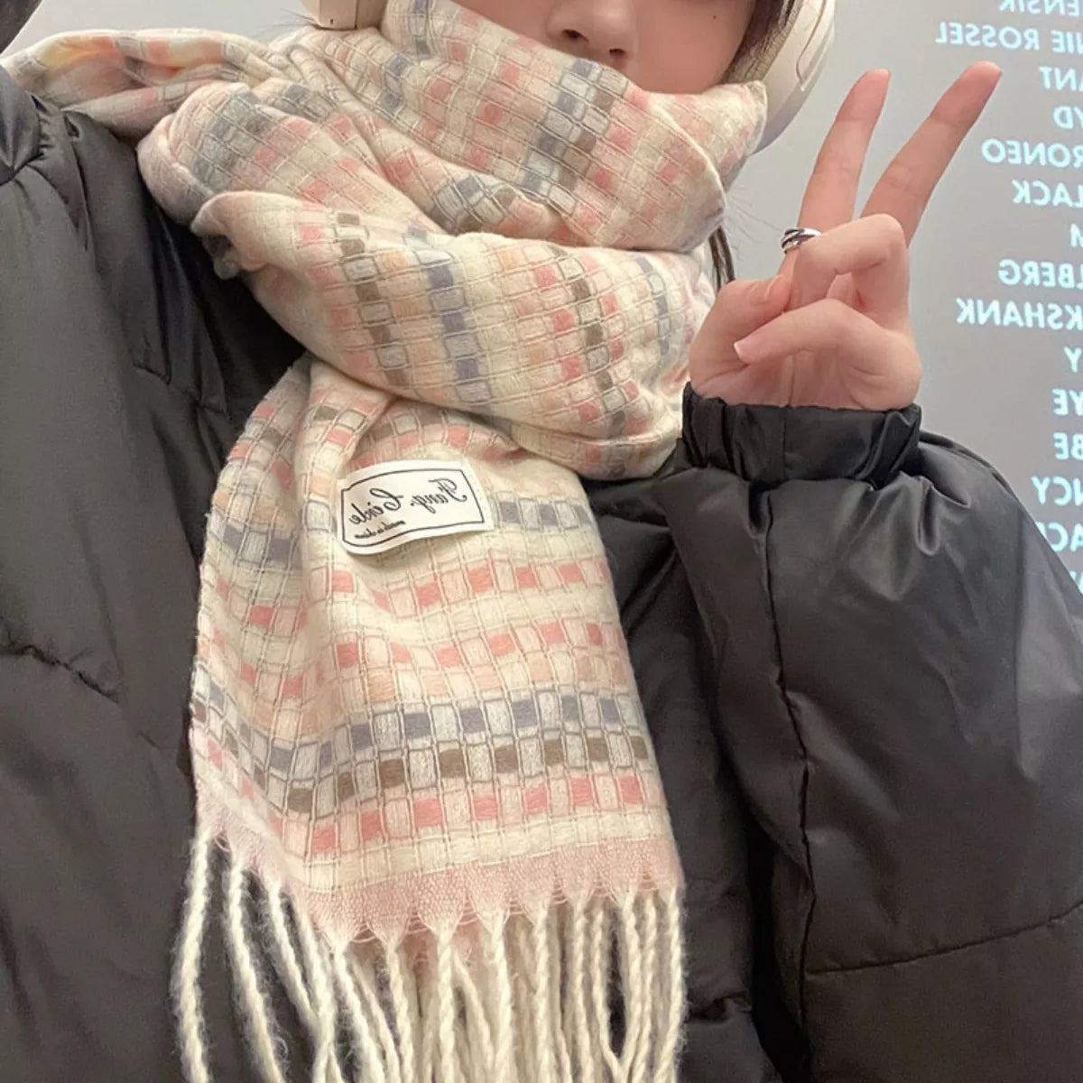 Sarah Express Women's Plaid Fringe Warm Scarf