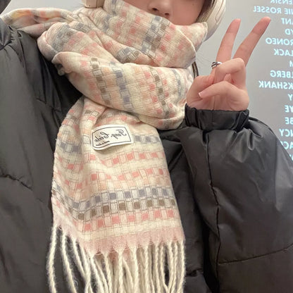 Sarah Express Women's Plaid Fringe Warm Scarf