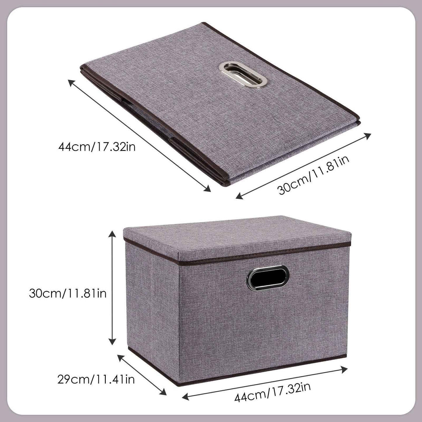 Sarah Express Cotton Linen Storage Box Set - Foldable Clothing Organizer with Lid