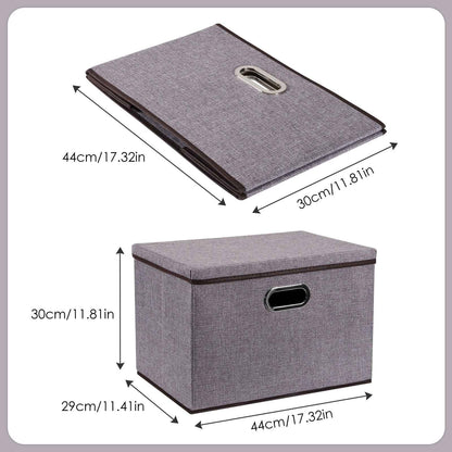 Sarah Express Cotton Linen Storage Box Set - Foldable Clothing Organizer with Lid