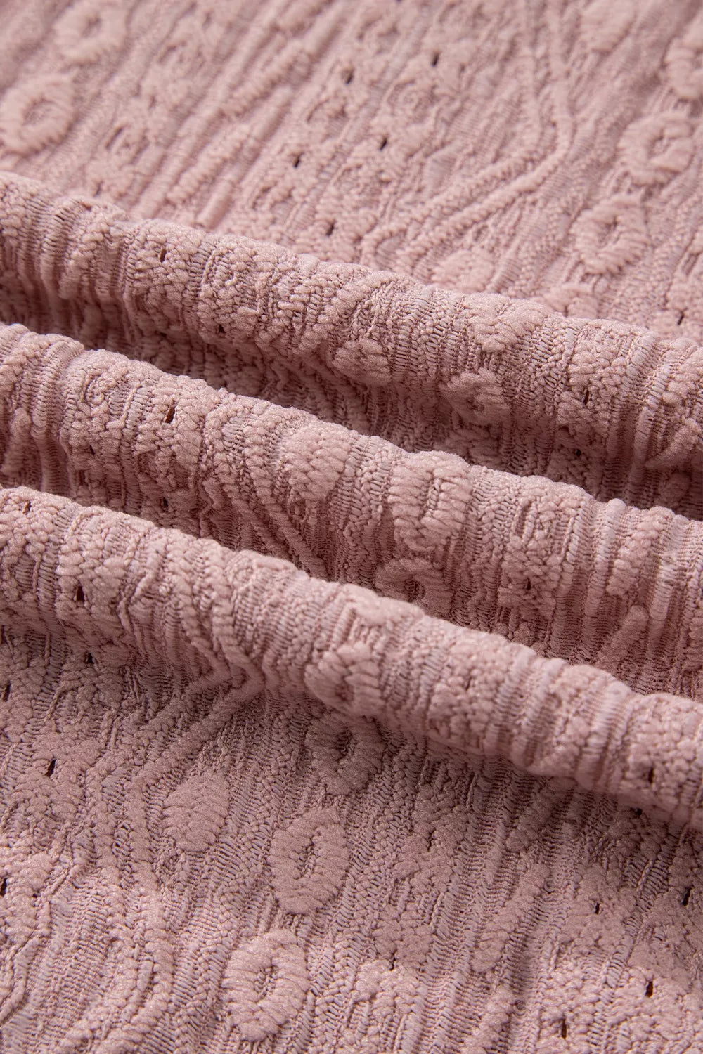 Sarah Express Women's Textured Embroidered Half Button Blouse Short Sleeve