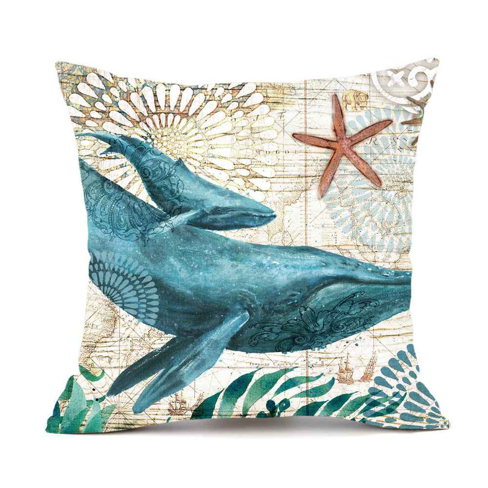 Sarah Express Sea Turtle Cushion Cover 45x45cm - Decorative Throw Pillow Case for Sofa Couch Bedroom Living Room Whale 45x45cm