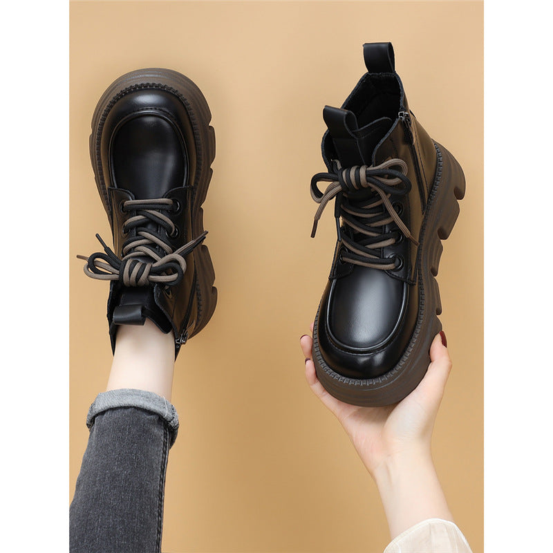 Sarah Express Women's Wool-Lined Waterproof Genuine Leather Winter Boots | Warm Mid-Heel Low Shaft Boots